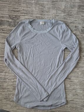 WILFRED Light Blue Long-Sleeve Ribbed Crew Neck Top